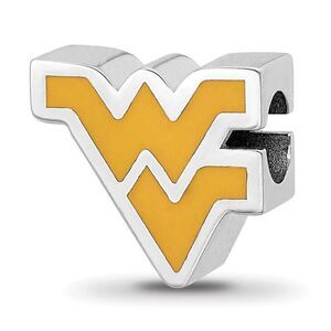 Sterling Silver West Virginia University WV Enameled Bead Charm